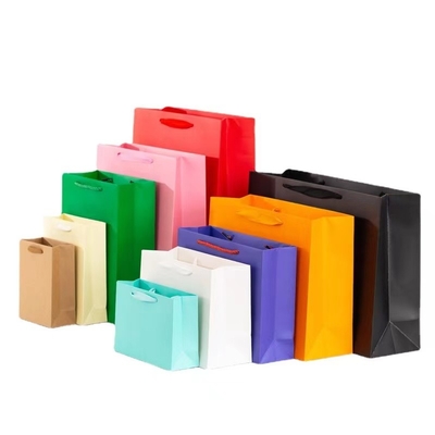 Brown Colorful Paper Carrier Bags With Twist And Lylon Handles Shopping Bags