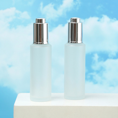 30ml Clear Frosted Glass Bottle Cosmetic Bottle Packaging With Pressure Dropper