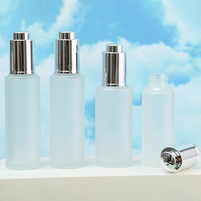 30ml Clear Frosted Glass Bottle Cosmetic Bottle Packaging With Pressure Dropper