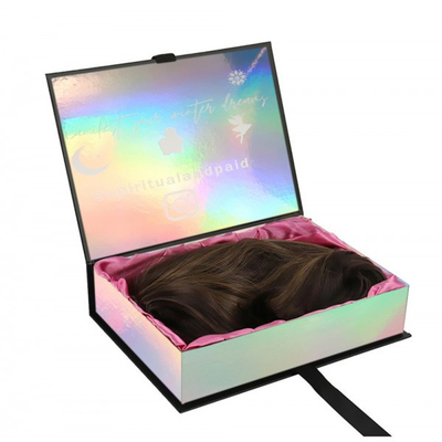 Orange Wig Packaging Folding Gift Box With Satin Insert Wig Gift Boxes Set