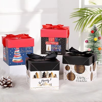 Christmas Gift Box Cosmetics Christmas Box Packaging Square Christmas Box With Silk