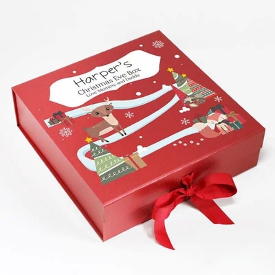 Red Christmas Gift Innovative Biodegradable Packaging With Ribbon