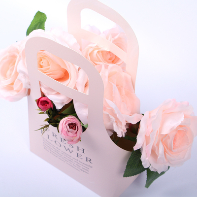 Paperboard Flower Custom Paper Carrier Bags With Handle