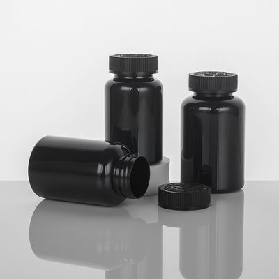 Highly Customized 4oz PET Capsule Bottle of Orange Black Plastic Nutrition Supplement with Purple Tamper Proof Packaging