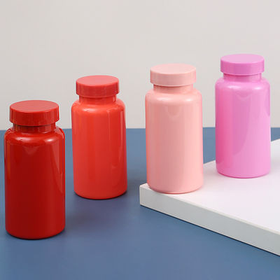 Customized Accepted Logo 150Ml Red Pink Empty Supplement Vitamin Capsule Pill Plastic Bottle for Custom Packaging