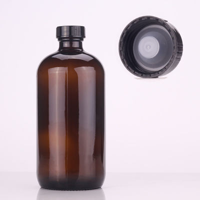 Childproof Tamper Cap Amber Glass Boston Bottle for Stock Empty Cosmetic Containers Customized Colors and Free Sample