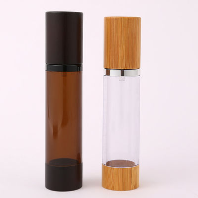 Collar Material AS Senior PAK Custom 15ml 30ml 50ml 80ml 100ml 120ml Serum Round Cylinder Cosmetic Wooden Bamboo Cream Airless Pump Bottle