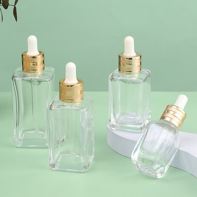 15ml 30ml 50ml Unique Green Square Glass Bottle Cosmetic Oil Glass Dropper Bottles Sealing Type Dropper Industrial Cosmetic