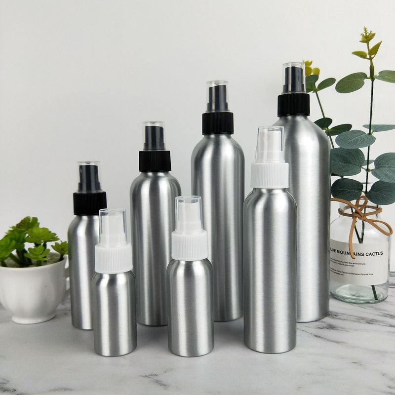 Customized Label Empty 100ml 200ml 300ml 500ml 1000ml Aluminum Bottles Spray Fine Mist Lid for Lotion Shampoo Essential Oil